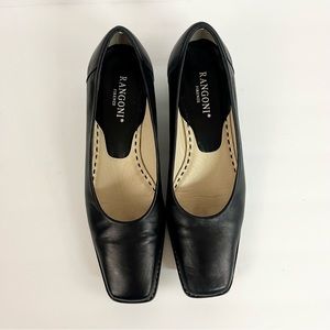 Vintage Rangoni Italian Black Leather Square Toe Dress Shoe Women’s Size 8N
